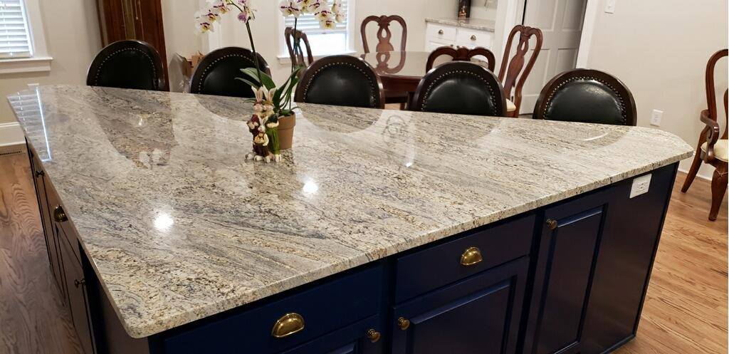 Cream granite kitchen counters