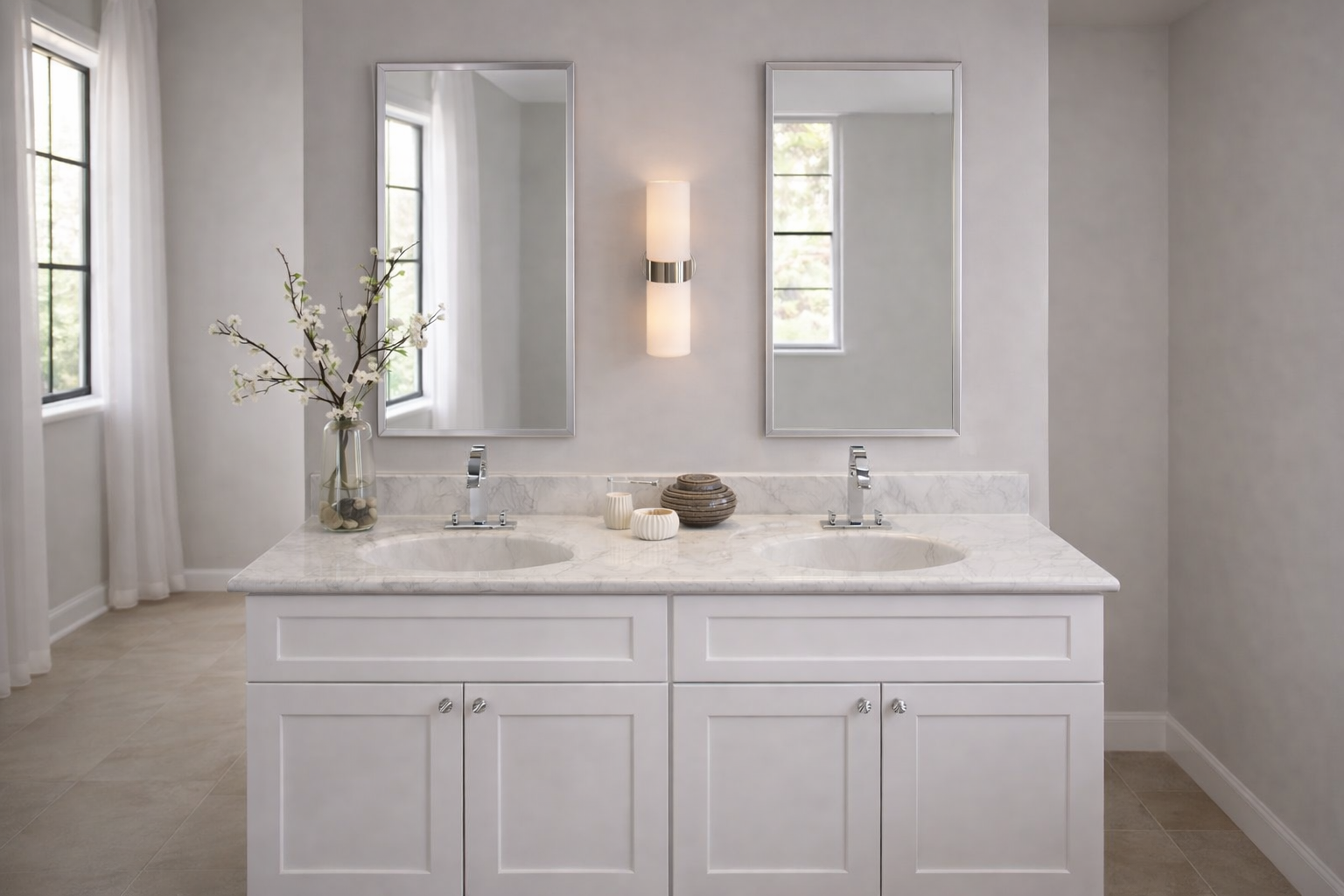 Cultured marble countertop detail