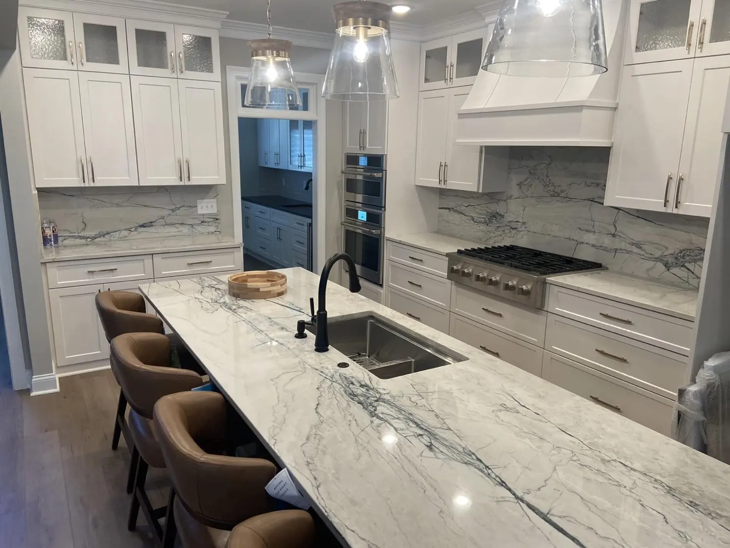 Quartz kitchen countertops with island in Fayetteville NC