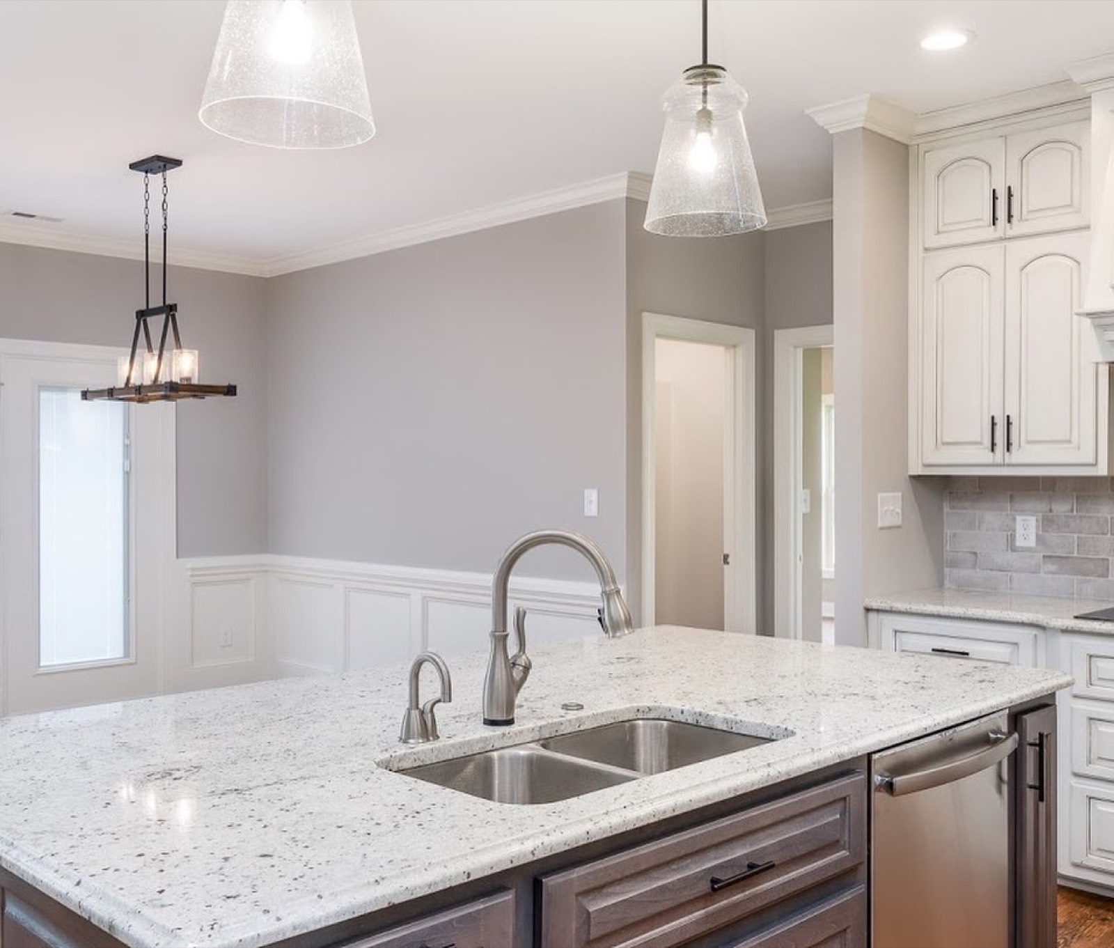 Bright kitchen with granite countertops